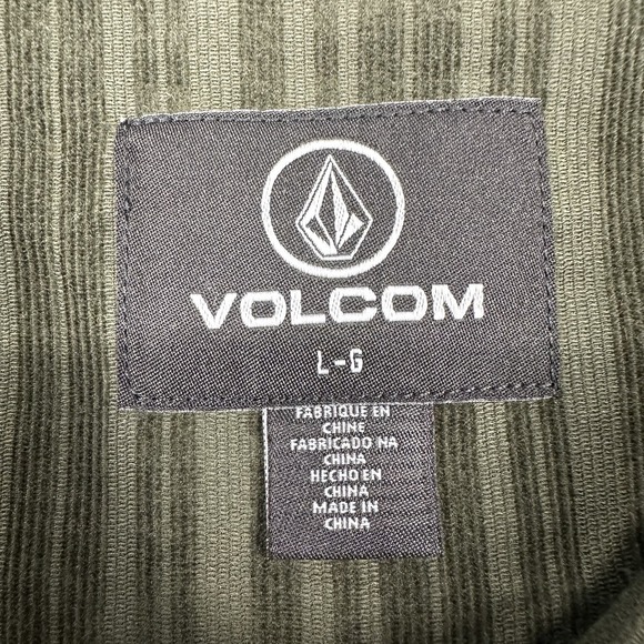 Volcom Steadfast Long Sleeve Dress Shirt Mens L Stripe Corduroy Squadron Green - Picture 5 of 10